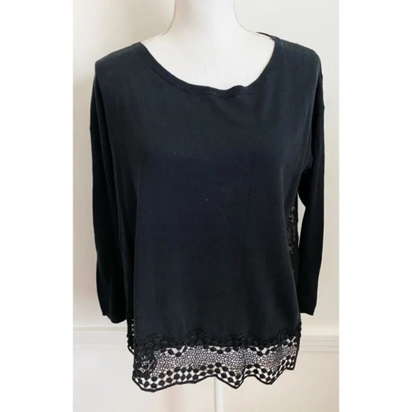 Joie • Black Jenka Lace Eyelet Mesh Back Blouse - Picture 3 of 6